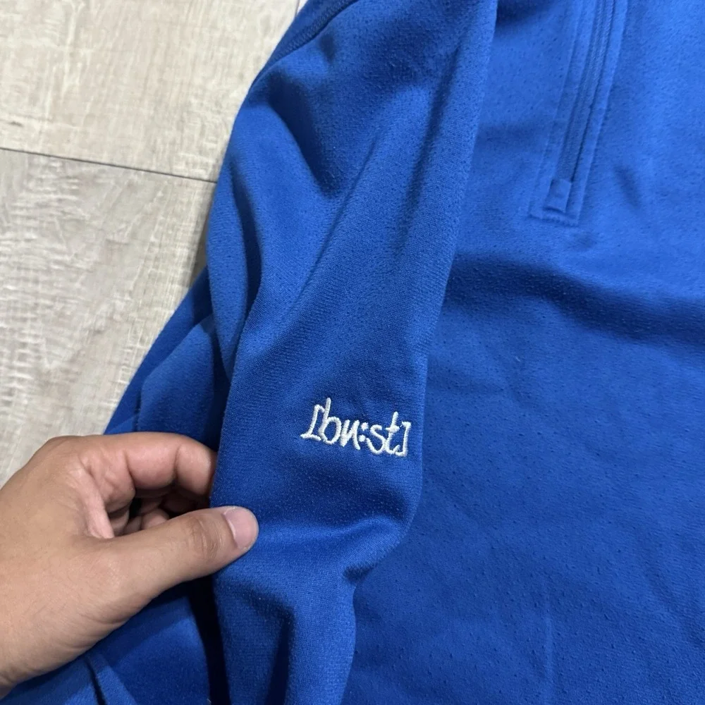 The North Face Tech 1/4 Zip Fleece Jacket Men's Blue Embroidered Stretch Size M
